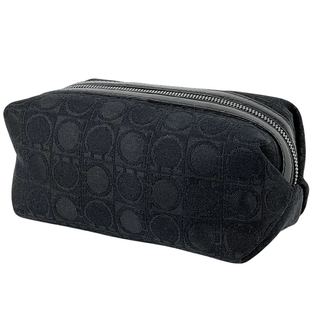 Salvatore Ferragamo Gancini Pouch Clutch Makeup Canvas Black